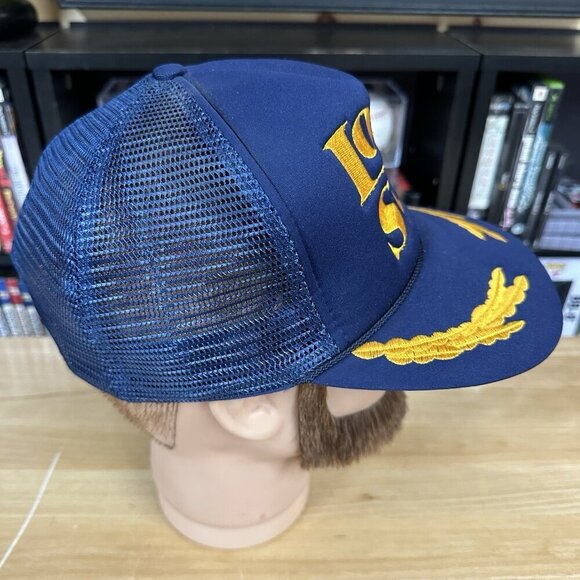 Vintage Lost Sea Scrambled Eggs Trucker Hat Snapback Dad Cap Blue Yellow - Picture 3 of 6